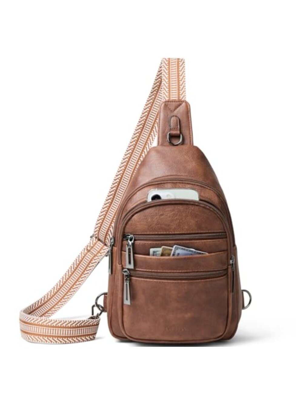 Vegan Leather Sling Bag Crossbody Fanny Pack Travel Backpack